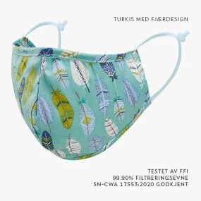 Designmunnbind – Turkis med fjær