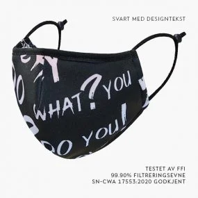 Designmunnbind – Svart, What? You!